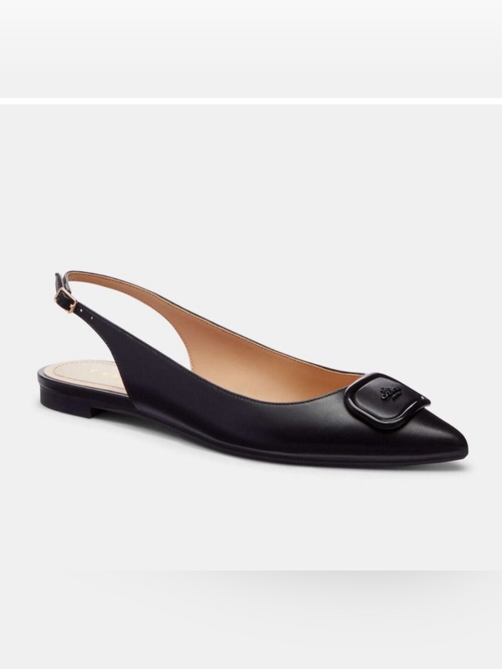 Coach VEDA leather flats slingbacks black New US Size 7.5